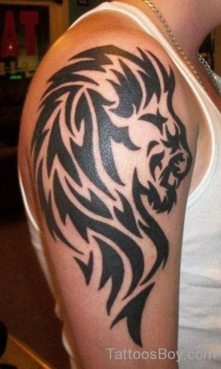 Tribal Lion Tattoo On Half Sleeve-TB1111