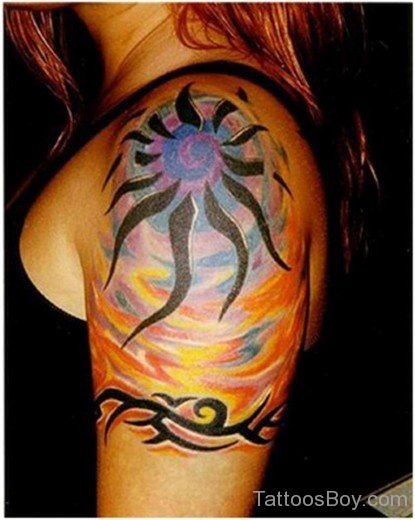 Tribal Sun And Armband Tattoos For Girls-TB1109