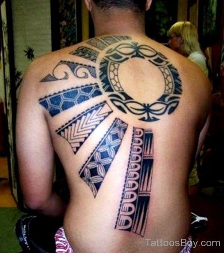 Tribal Sun Tattoo On Back-TB1111