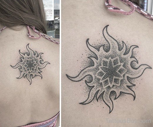 Tribal Sun Tattoo With Dotwork-TB1114