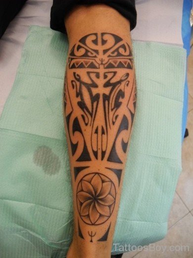 Tribal Tattoo Design On Leg 1-TB12149