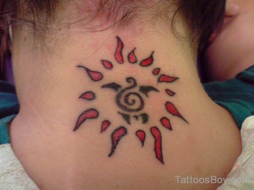 Tribal Turtle And Sun Tattoo