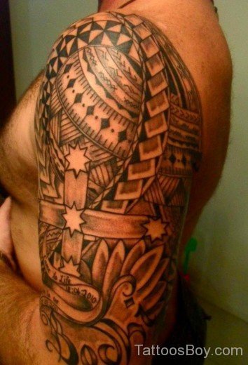 Maori Tribal Tattoo On Bicep-TB1195