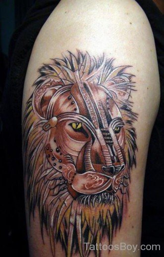Unique Lion Face Tattoo