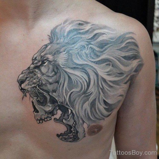 Unique Lion Tattoo On Chest-TB1143