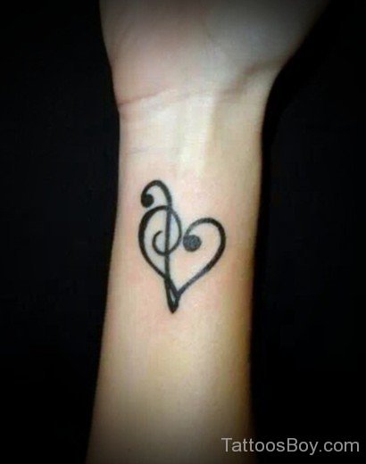 Unique Musical  Heart Tattoo- TB1099