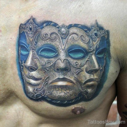 Venetian Mask Tattoo Design On Chest-TB1115