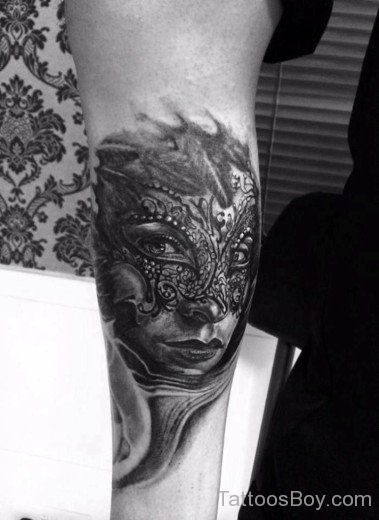 Venetian Mask Tattoo Elbow-TB1121