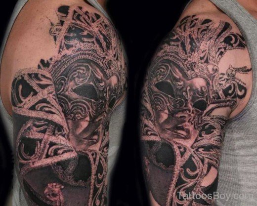 Venetian Mask Tattoo On Bicep 7-TB1127