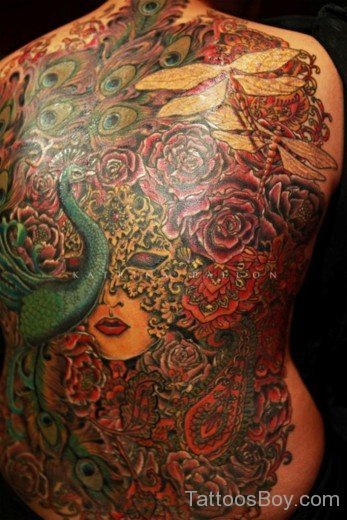 Venetian Mask Tattoo On Full Back-TB1133