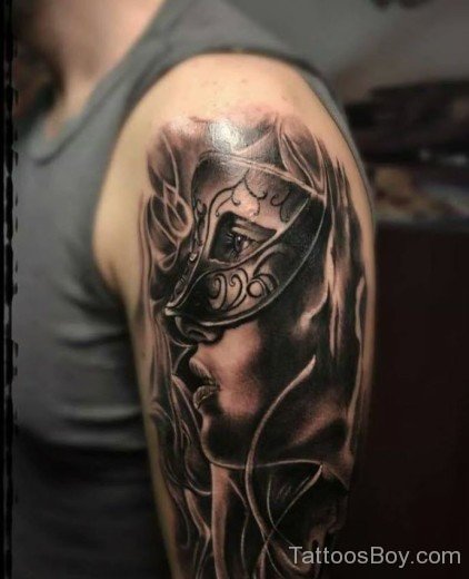 Venetian Mask Tattoo On Half Sleeve 7-TB1135