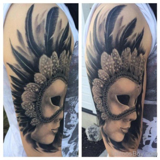 Venetian Mask Tattoo On Half Sleeve-TB1136