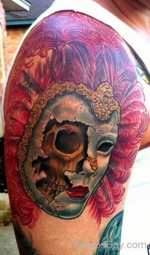 Venetian Mask Tattoo On Shoulder-TB1139