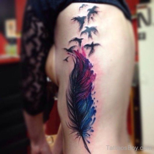 Watercolor Feather Tattoo-Tb1118