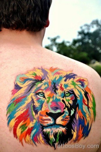 Watercolor Lion Tattoo On Back-TB1145