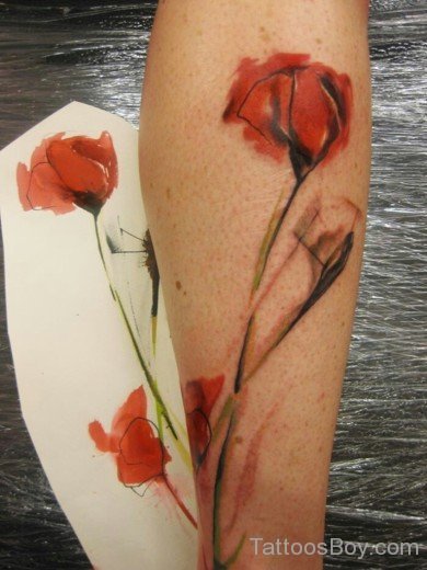 Watercolor Poppy Tattoo-TB1096