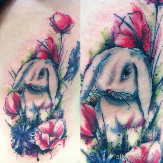 Watercolor  Rabbit Tattoo-TB187