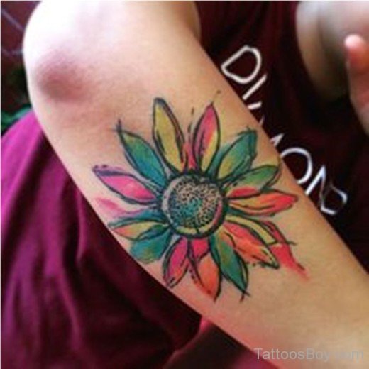Watercolor Sunflower Tattoo Design-TB1292