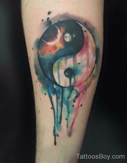 Watercolor Yin Yang Tattoo-TB1262