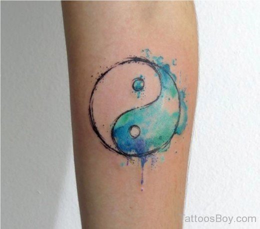 Watercolor Yin Yang Tattooo-TB1263