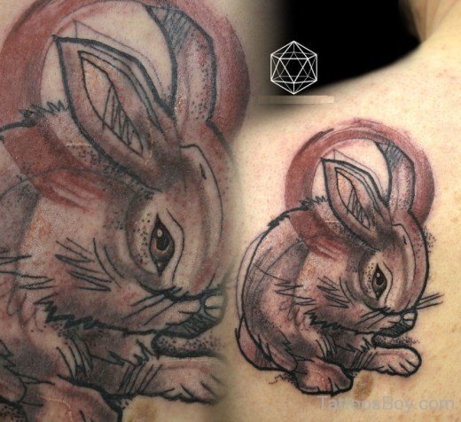 Watercolour Rabbit Tattoo On Back-TB189