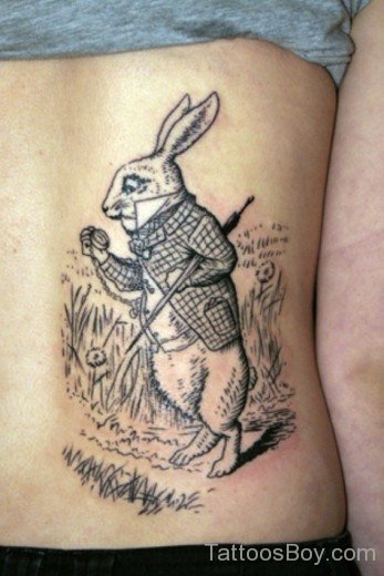 White Rabbit And Pocket Watch Tattoo Design-TB190