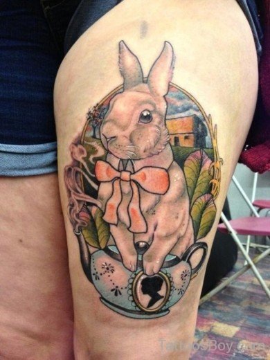 White Rabbit And Tea Pot Tattoo-TB191