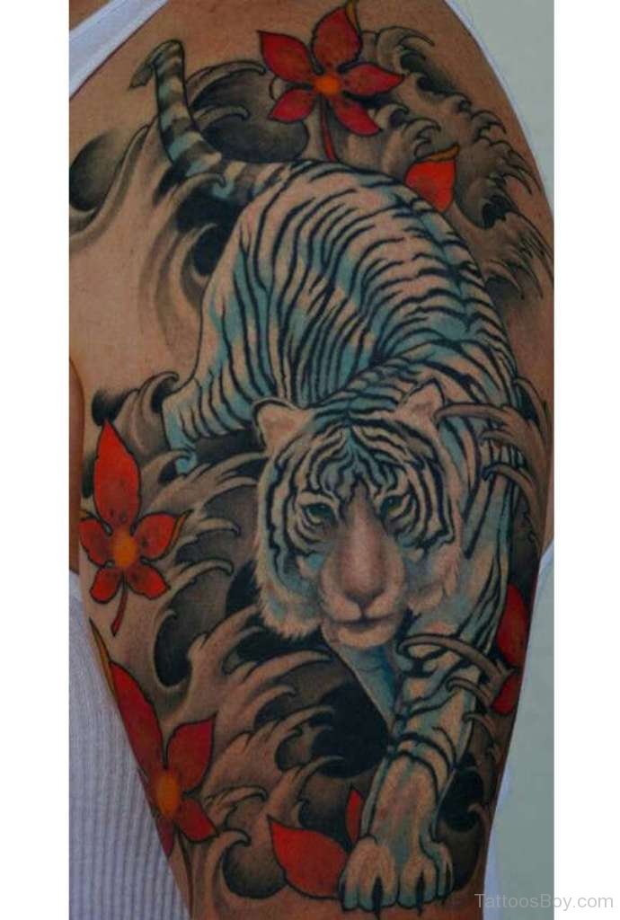 White Tiger Tattoo On Half Sleeve | Tattoo Designs, Tattoo Pictures