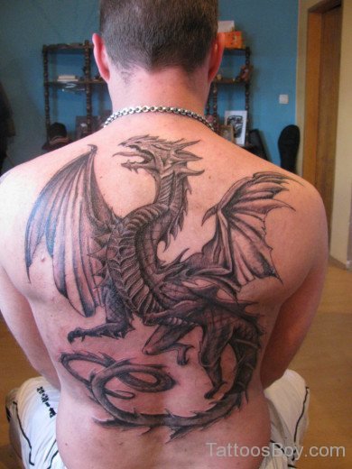 Winged Dragon Tattoo On Back-TB1432