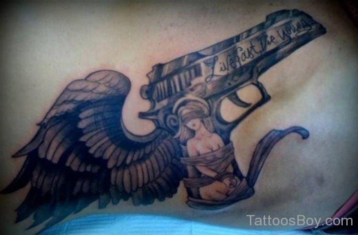 Winged Gun Tattoo Design-TB1110