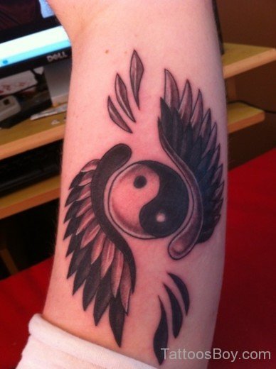 Wings And  Yin Yang Tattoo-TB1264