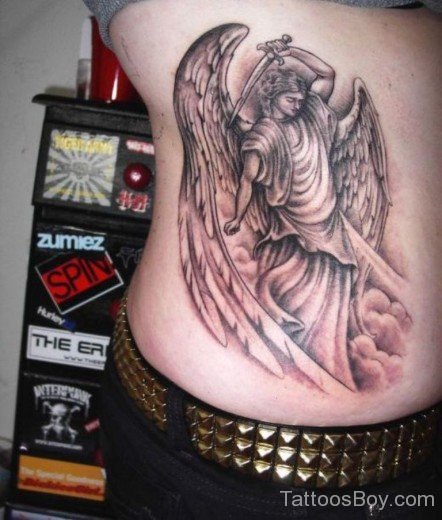  Memorial Angel Tattoo On Rib-TB1101