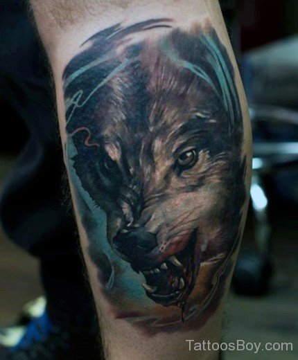 Wolf Tattoo On Leg