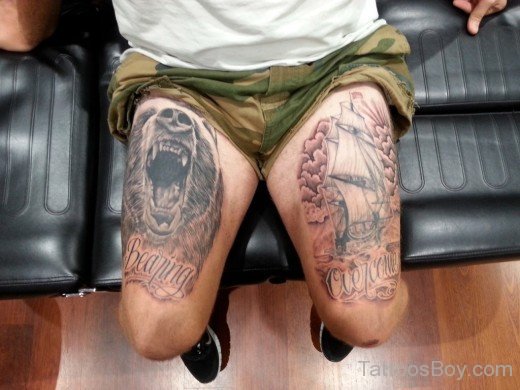 Wolf Tattoo On Thigh