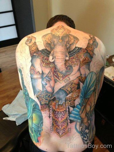 Wonderful Ganesha Tattoo On Back-TB1147