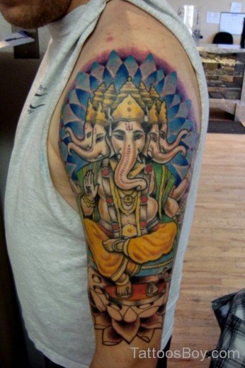 Wonderful Ganesha Tattoo On Half Sleeve-TB1197