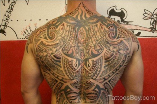 Wonderful Maori Tribal Tattoo On Full Back-TB1205