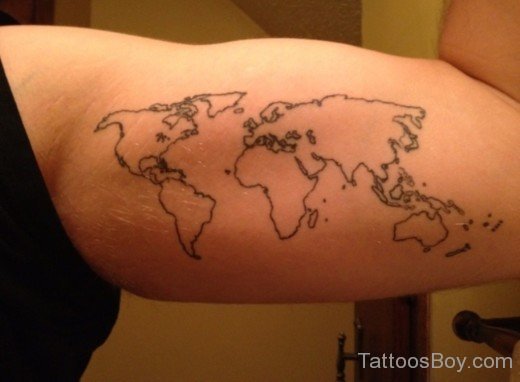 Wonderful Map Tattoo On Bicep-TB166