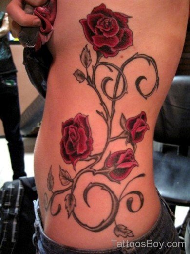 Wonderful Rose Tattoo On Rib-TB12149