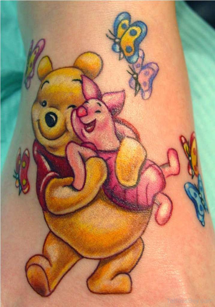 Wonderful Teddy And Butterfly Tattoo.