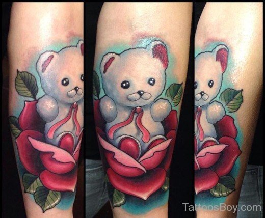 Wonderful Teddy Bear And Rose Tattoo-TB150