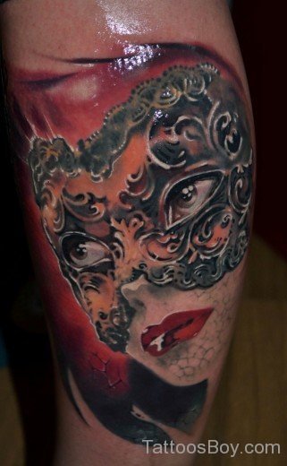 Wonderful Venetian Mask Tattoo Design 7-TB1147