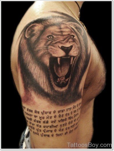 Wording And Lion Tattoo-TB1150
