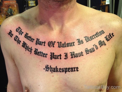 Wording Tattoo On Chest - TB155