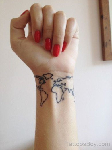 World Map Tattoo Design On Wrist-TB168