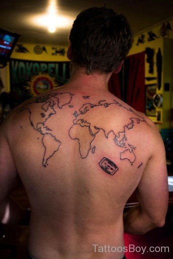 World Map Tattoo On Back-TB172