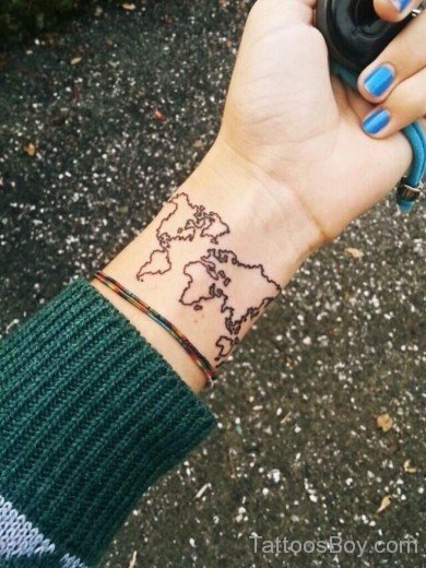 World Map Tattoo On Wrist-TB1136