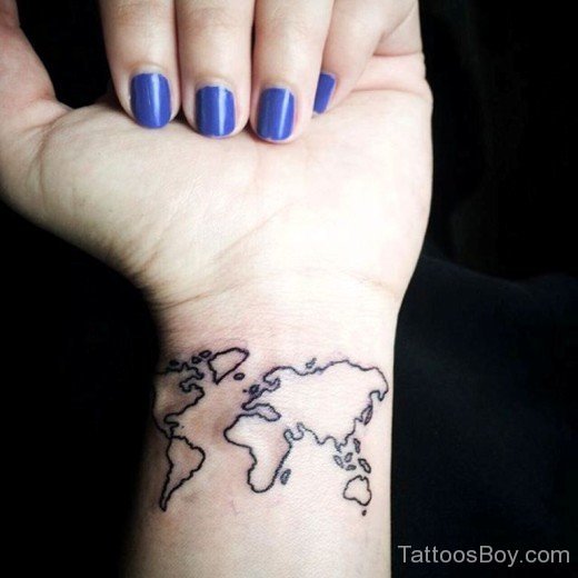 World Map Tattoo On Wrist-TB176