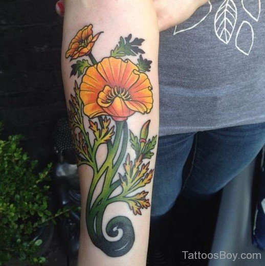 Yellow Poppy Flower Tattoo-TB120