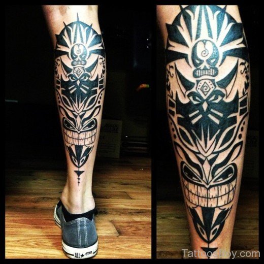 Tribal Tattoo Design On Leg